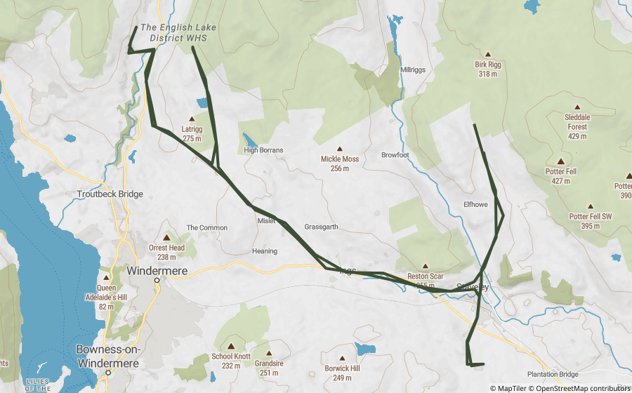 Map preview of the Hall Lane & Dubbs Road Loop motorcycle GPX route