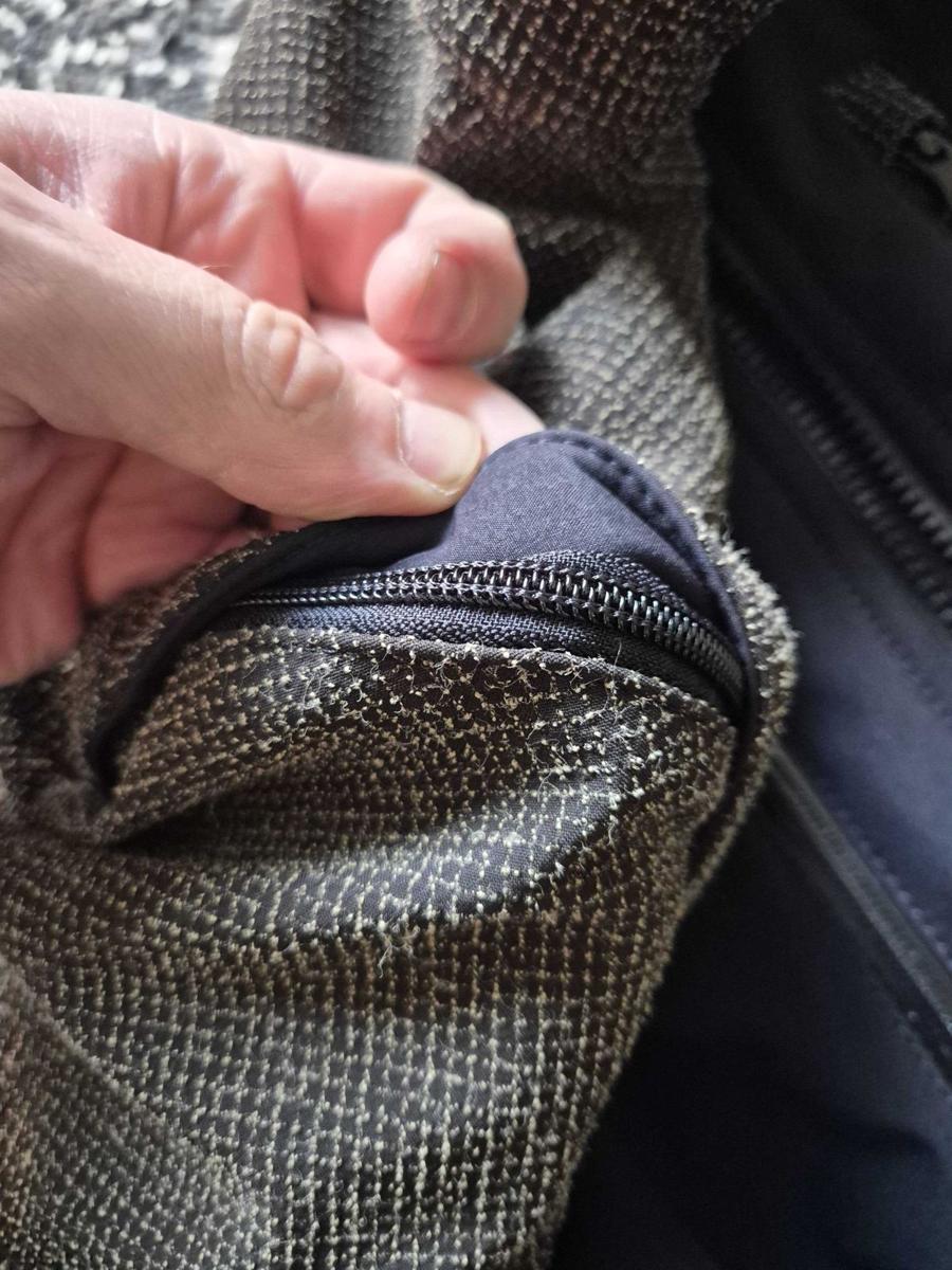 The zip where the Linesman jacket sleeve detaches from the body