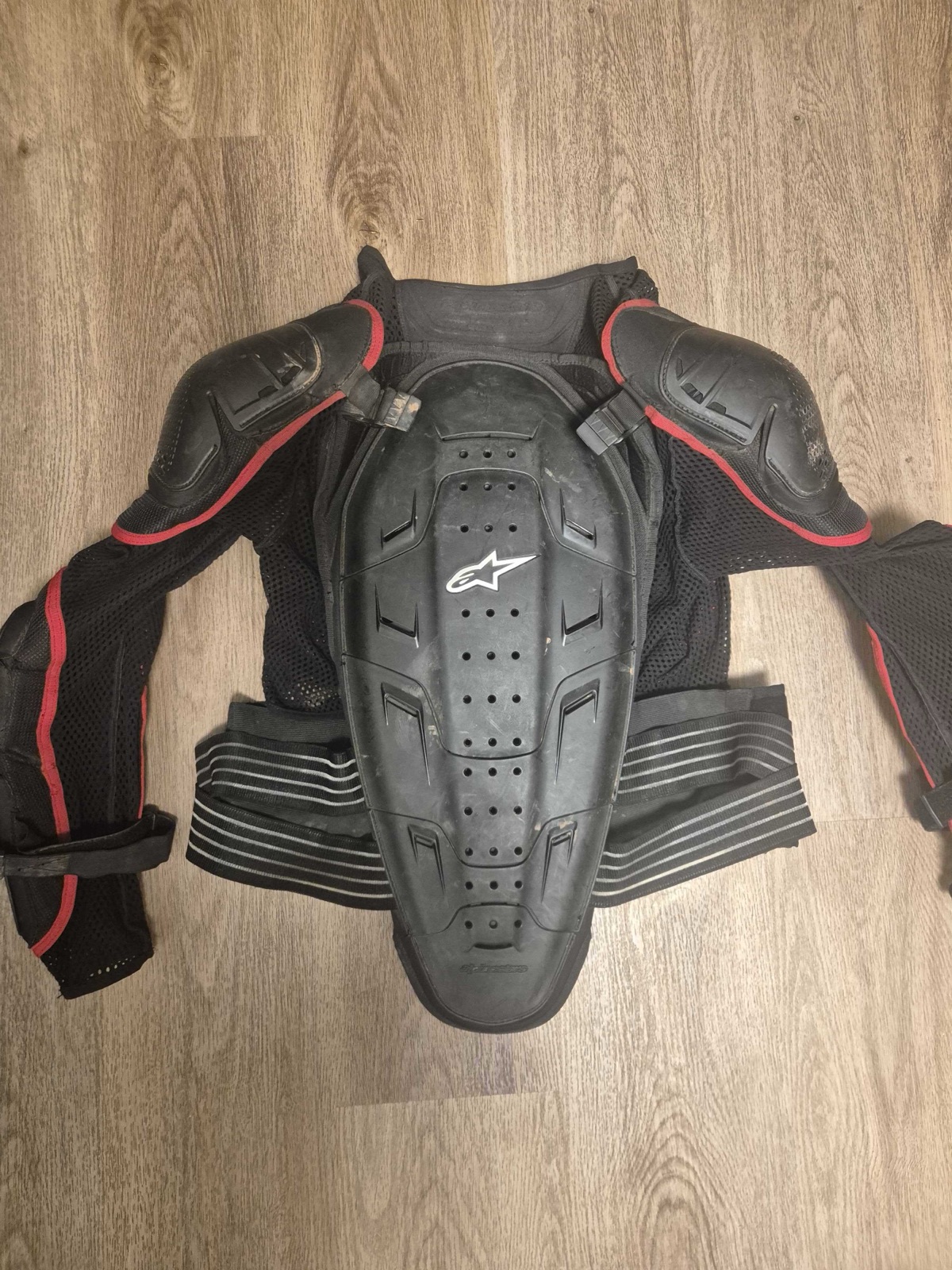 Alpinestars Bionic Jacket 2 laid flat, back view, showing the integrated back protector and shoulder armour