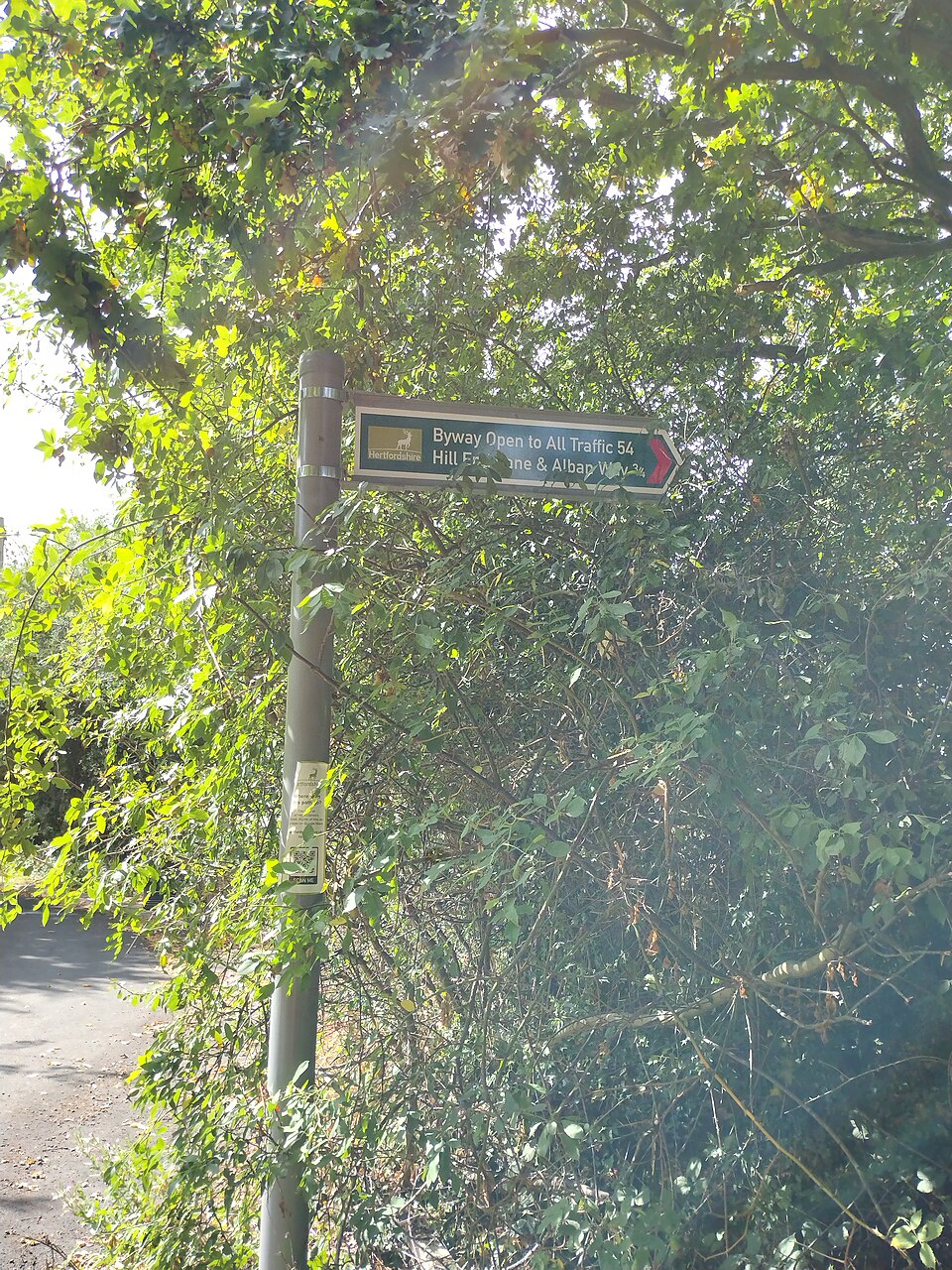 A Byway Open to All Traffic fingerpost sign at a lane entrance