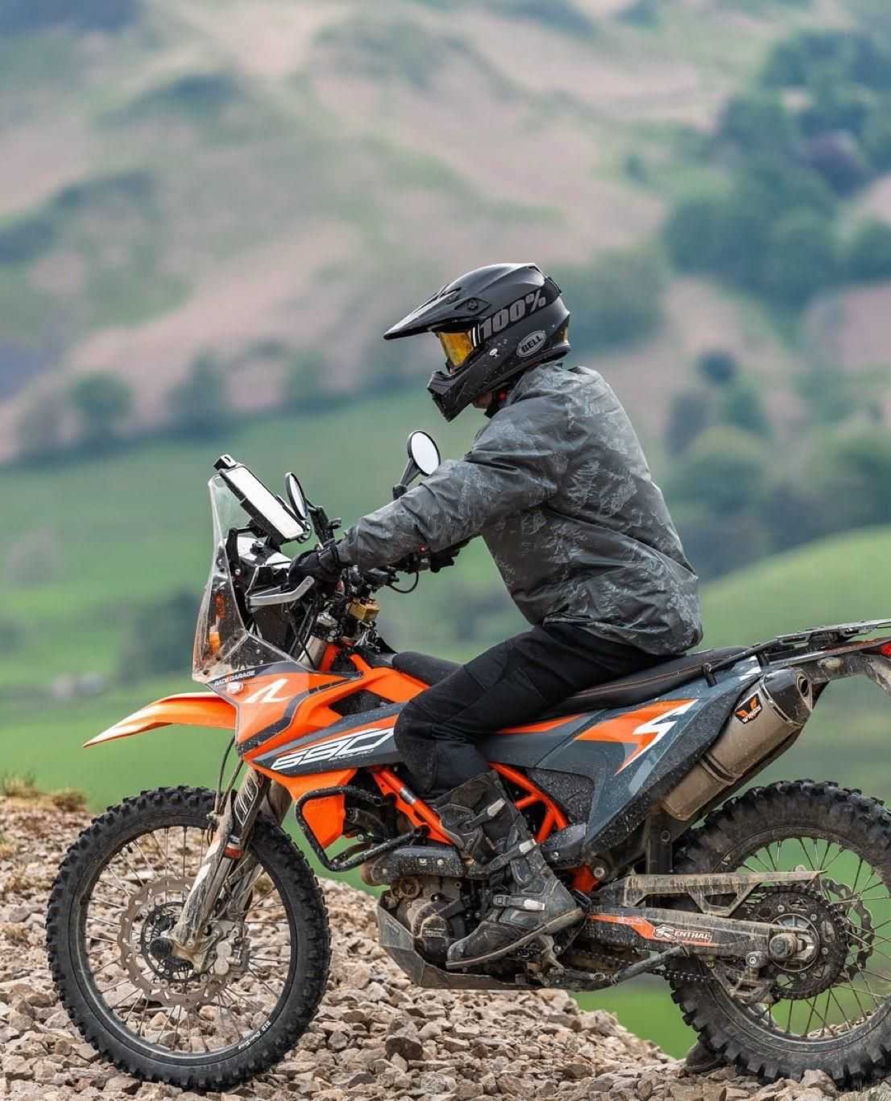 KTM 690 Enduro R ridden on a rocky hillside