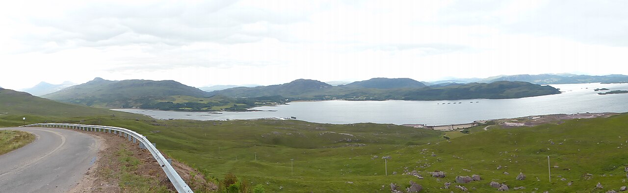 The Bealach na Ba road descending toward Applecross with a sea loch behind