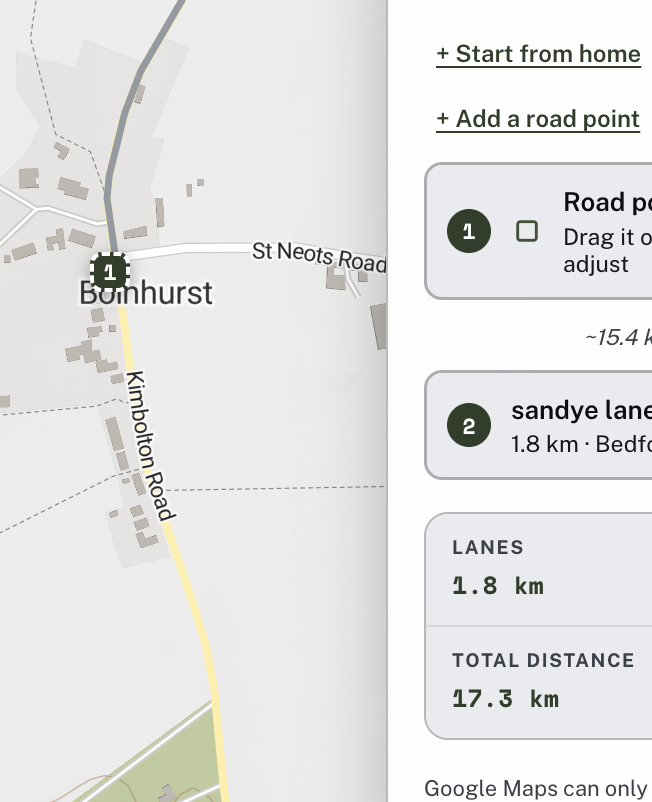 A square road point marker dropped onto a specific road on the Holloway map, distinct from the round lane markers