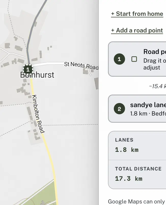 A square road point marker dropped onto a specific road on the Holloway map, distinct from the round lane markers