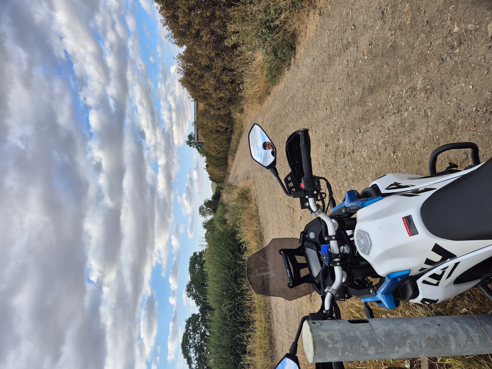 View from the Voge 300 Rally's cockpit looking down a green lane